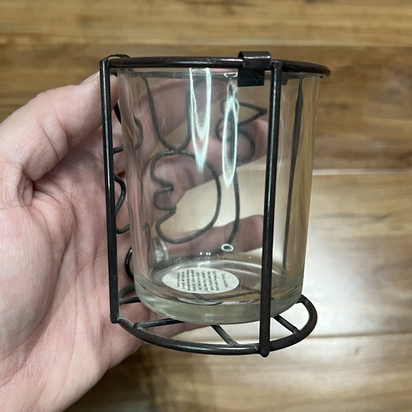 Chicken Tea Light Votive Candle Holder Clear Glass with Rustic Metal Holder 3.5" - Picture 4 of 7